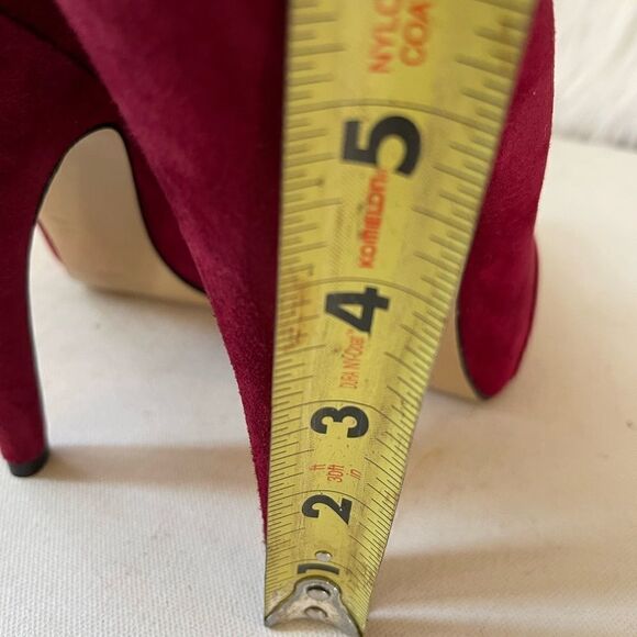 Nine West leather suede red wine hidden platform heels pointed toe size 10.5M - Picture 6 of 11